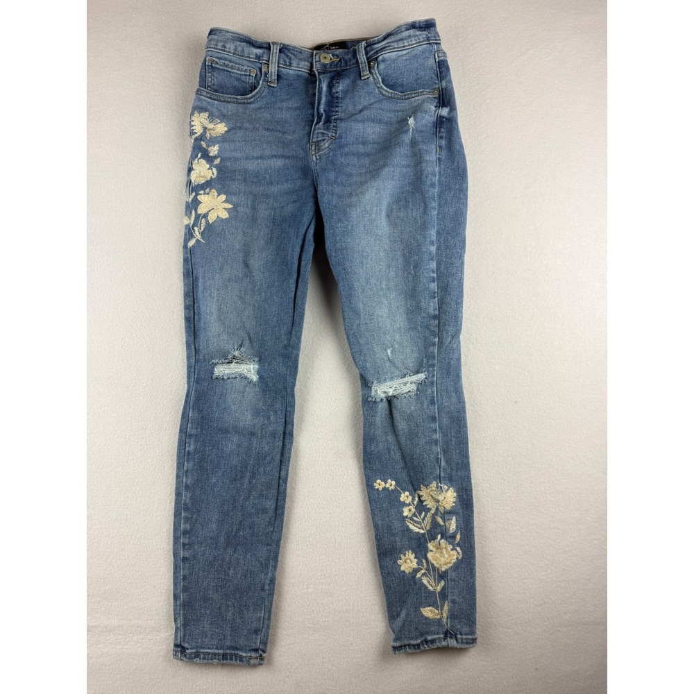 Lucky Brand Bridgette High Rise Skinny Jeans Floral Embroidered Distressed 8/29A